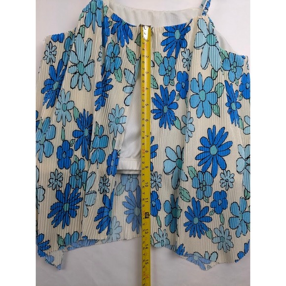 Walking On Sunshine Tank Top Girls XL Blue Floral Pleated Open Back KTP718550-N - Picture 8 of 8